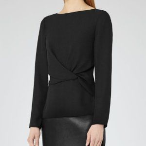 REISS Millie Knot Front Blouse in Black